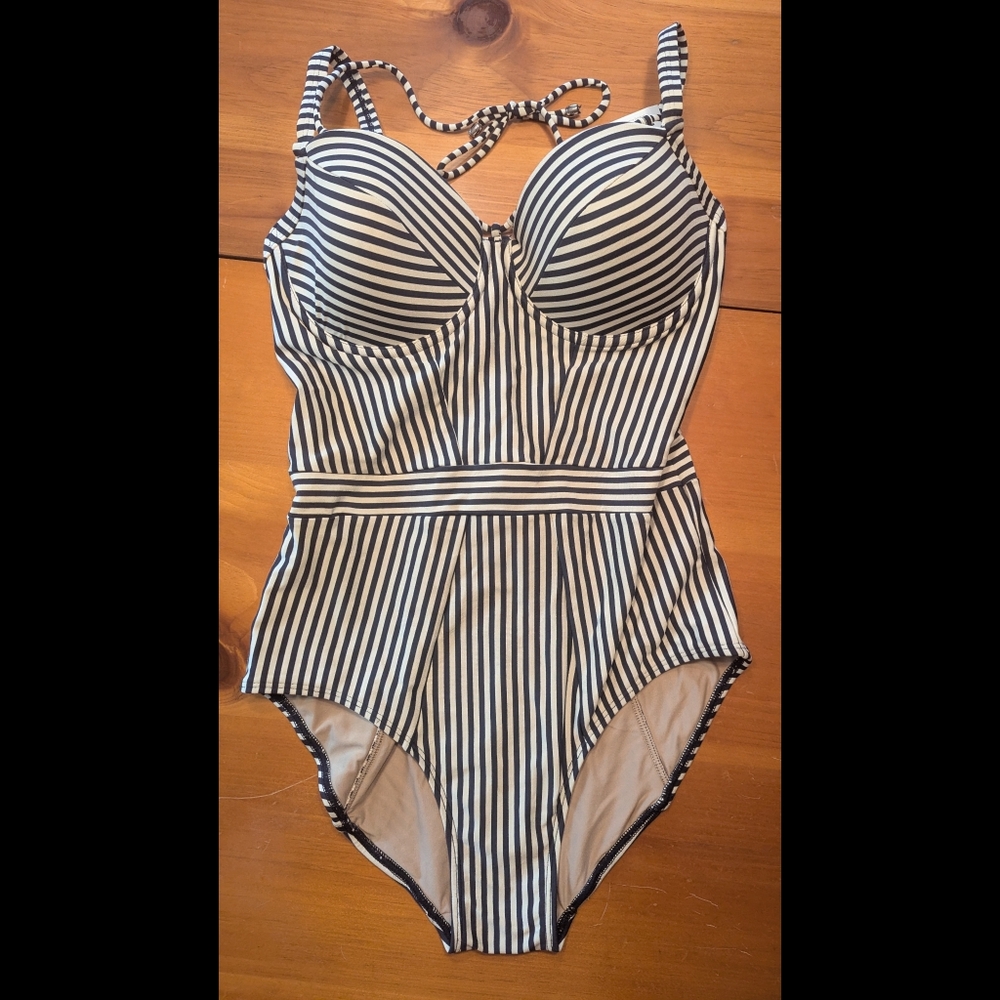 Marlies Dekkers Holi Vintage Swimsuit NWT 34 DD/ E Blue Ecru